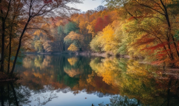 A river with trees and the word autumn on it