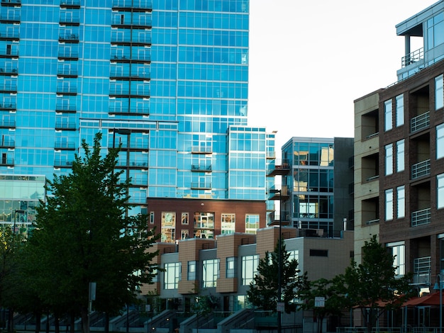 Riverfront Park development at sunrise.