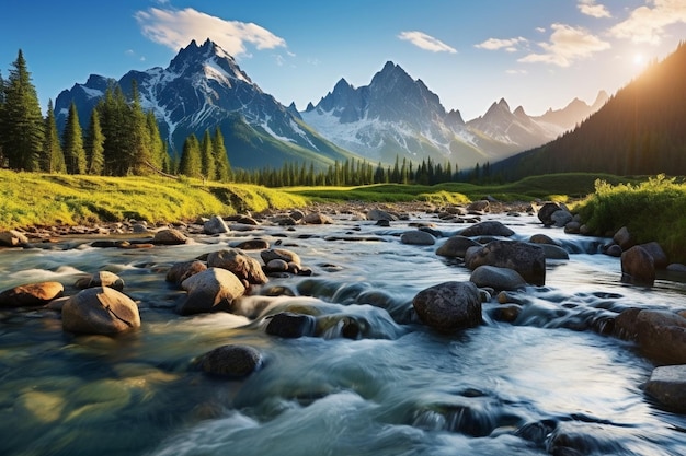 Photo rivers tale of rocks and mountains