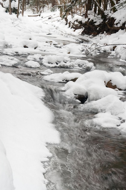 Rivers in winter with snow and ice