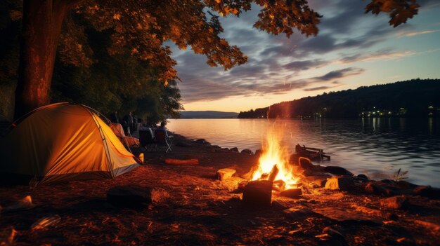 Riverside Blaze A Mesmerizing Night by the Tent Camp