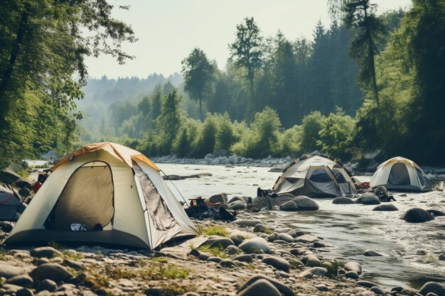 Foto riverside camping