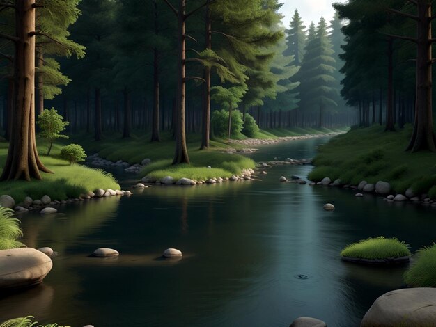 A riverside forest