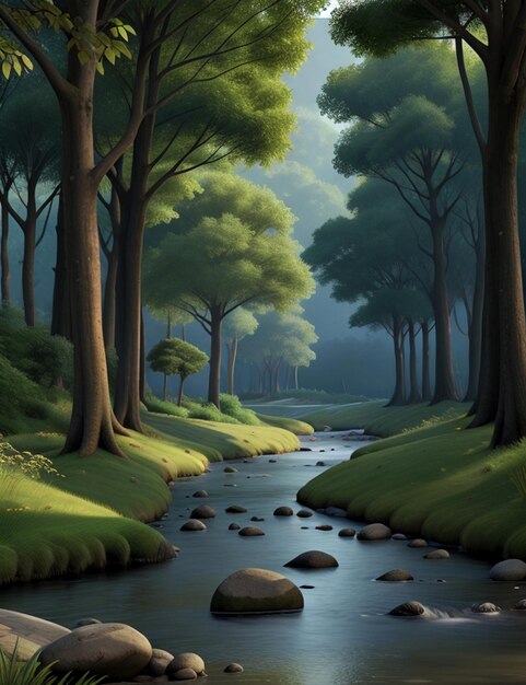 A riverside forest