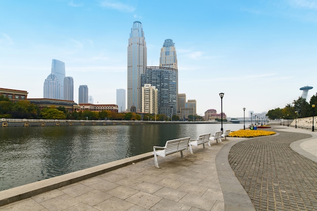 Riverside Park and Urban Architecture in Tianjin, China