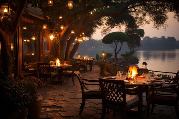 riverside restaurant with a romantic view of candles inspiration ideas