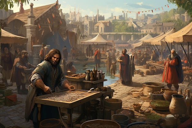 Riverside Vibrance Gallic Craftsmanship amp Bustling Trade in Ancient Markets