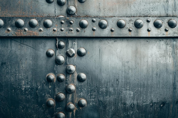 Rivetted metal texture of a vintage door