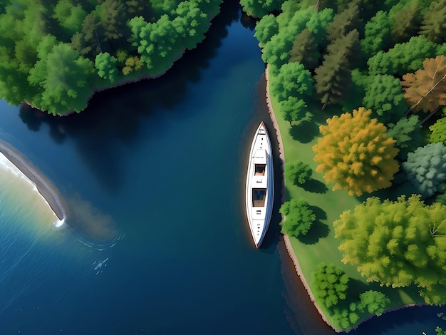 rivier- en boot Drone View