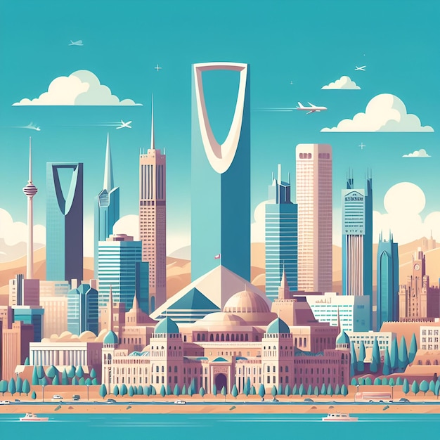 Riyadh flat vector city skyline