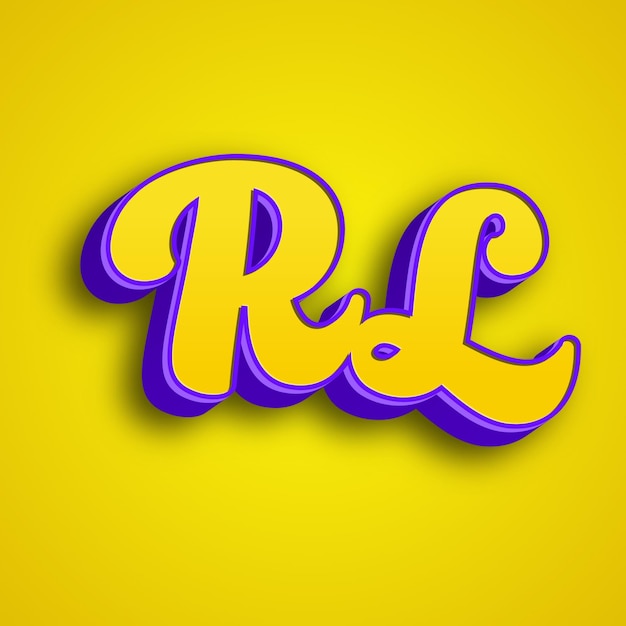 Rl typography 3d design yellow pink white background photo jpg