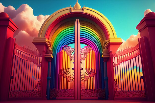 Photo rnbow gates of heaven in heaven pride concept