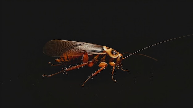 Photo roach in the solid black background