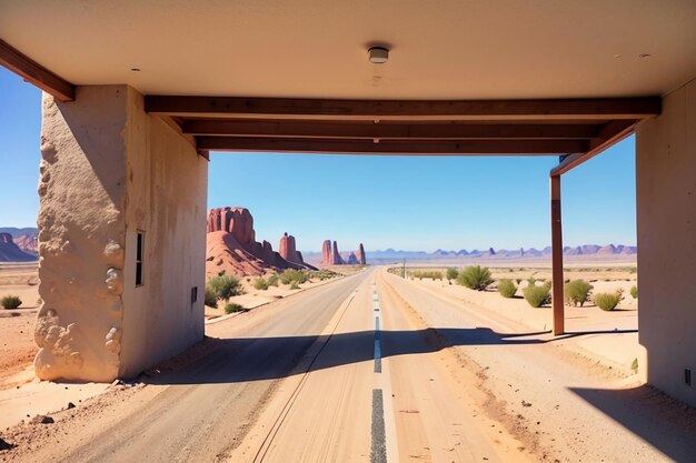 Photo the road across the desert is a desolate no man land desert road wallpaper background scenery