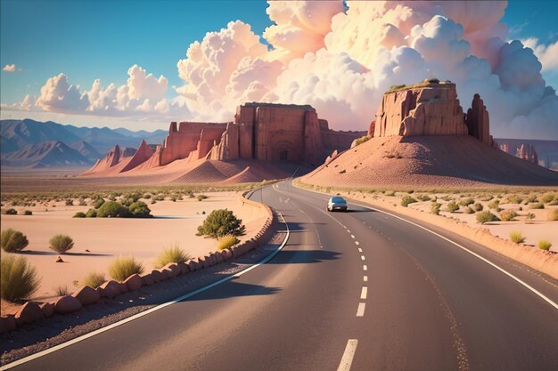 The road across the desert is a desolate no man land desert road wallpaper background scenery