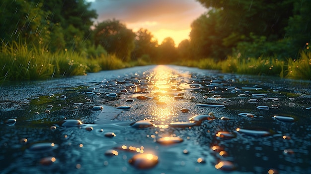 写真 雨の後の道路