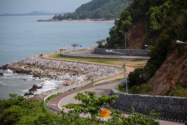 The road along beautiful beaches in Thailand.