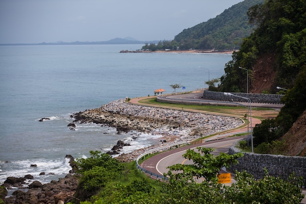 The road along beautiful beaches in Thailand.