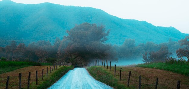 Photo road amidst field against sky