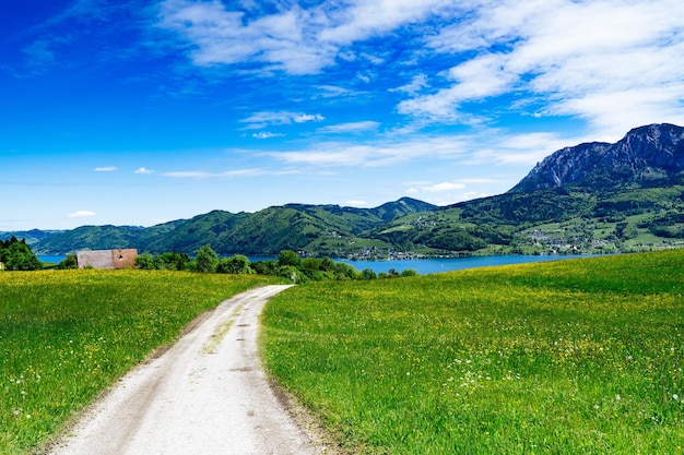 Road amidst field against sky