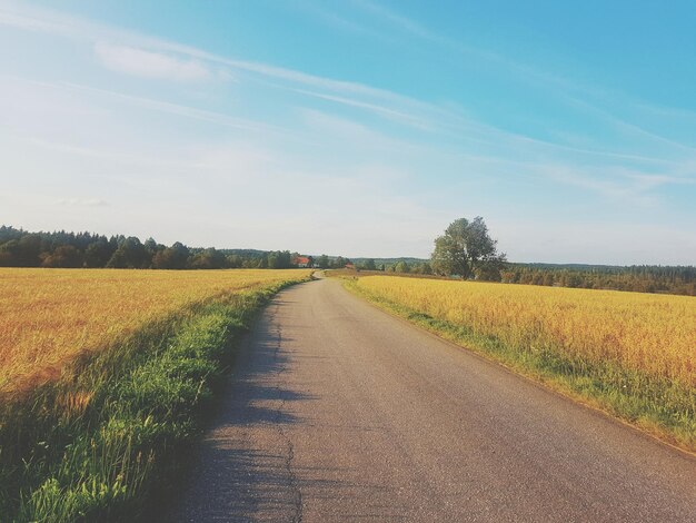 Photo road amidst field against sky