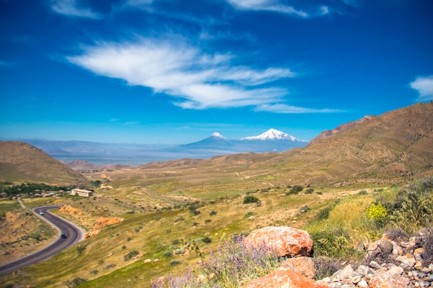 The road and ararat mountain