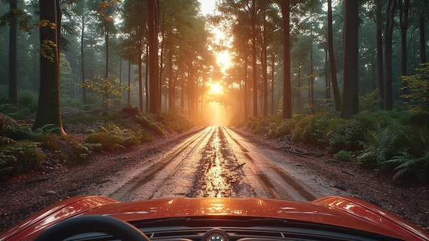 Road to autumn forest