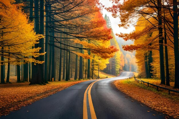 Road in the autumn forest