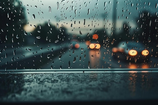 雨の影響のある道路の背景