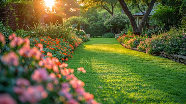 road in a beautiful garden