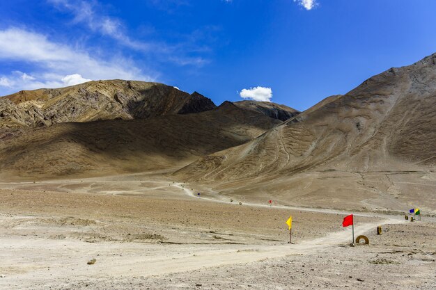 A Road to beautiful magnetic hill in Leh, Ladakh, India