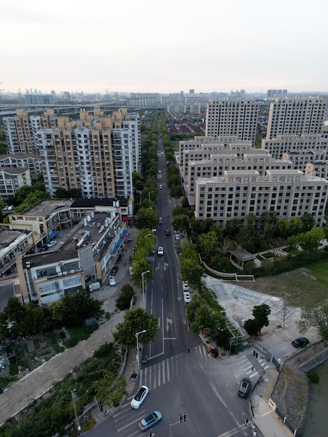 Road between buildings