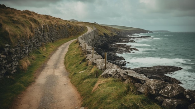 A road by the sea with the sea in the background