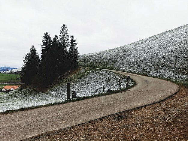 Foto strada tra gli alberi contro il cielo