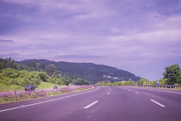 Road by trees against sky