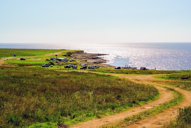 The road to camping on the Black sea .