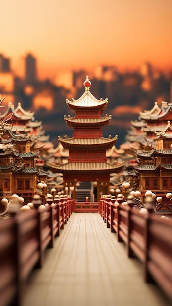 中国寺院への道 AI 生成画像