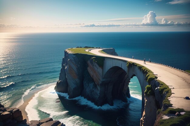 A road on a cliff with a cliff in the background