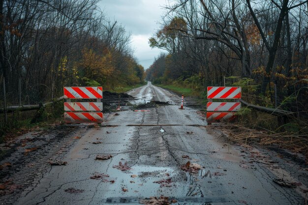 Photo road closed caution for drivers