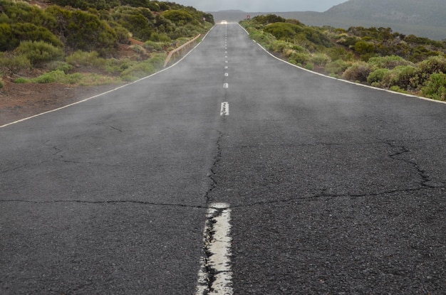 Road on Cloudy Day in El Teide National Park