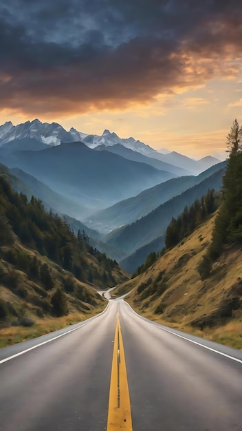 Road clound and sky at moutain background