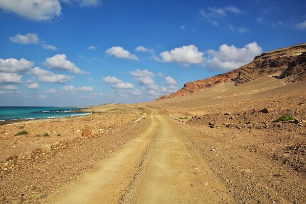 The road on the coast of indian ocean socotra island yemen