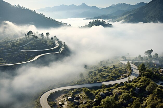 Photo a road completely covered in the illumination of bright sun blinding light