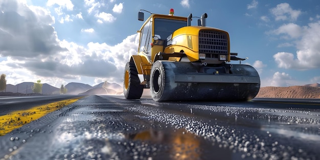 Road construction utilizing a roller compactor Ai Generated