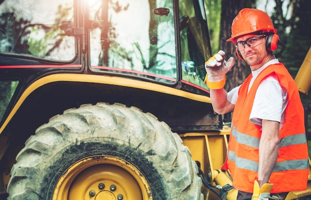 Photo road construction worker