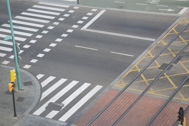 Road Crossing and Tram Track in Zaragoza Aragon