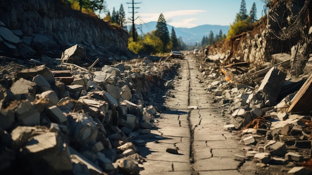 Road damage by earthquake