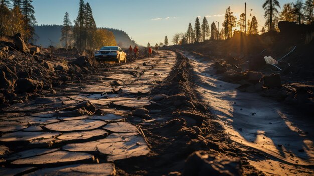 Road damage by earthquake