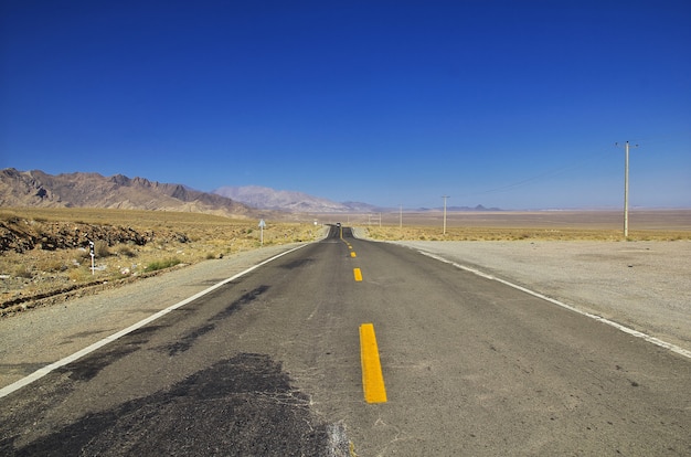 Road on desert of Iran to Abyaneh village