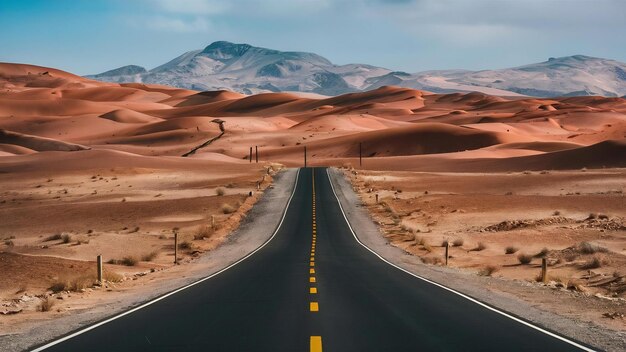 Road in desert landscape in morocco